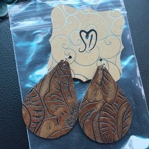 Handmade Brown Leather Earrings